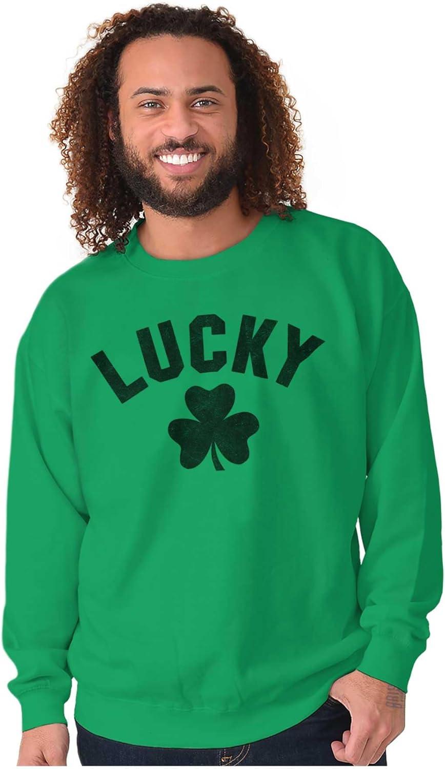 imageBrisco Brands Saint Patricks Day Lucky Shamrocks Sweatshirt for Men or WomenIrish Green