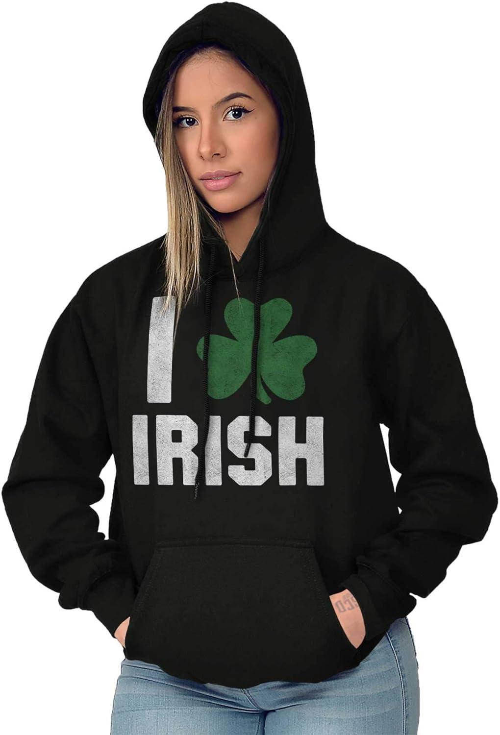 imageBrisco Brands St Patricks Day Irish Pride Shamrock Hoodie Sweatshirt Women MenBlack