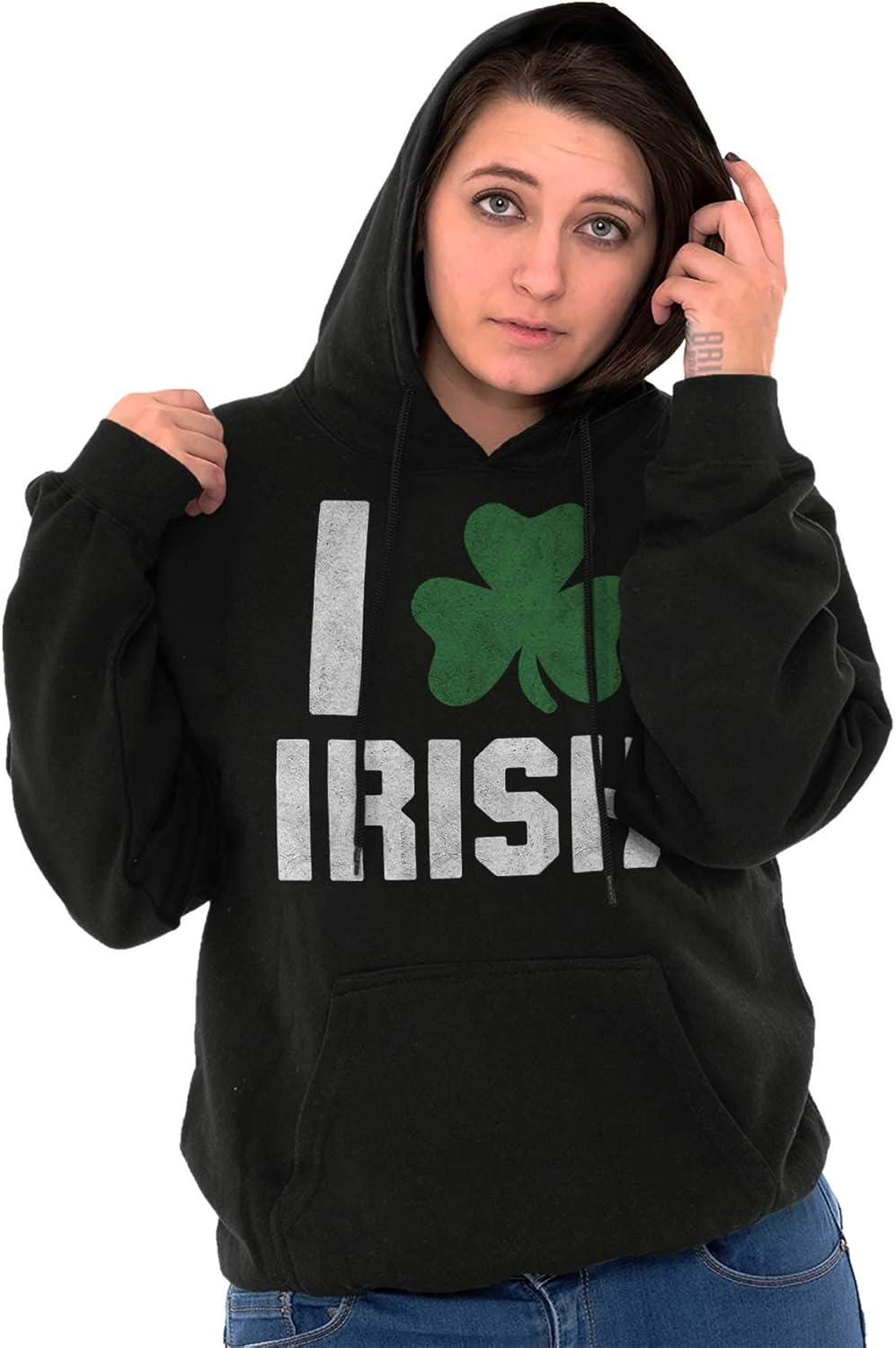 imageBrisco Brands St Patricks Day Irish Pride Shamrock Hoodie Sweatshirt Women MenBlack