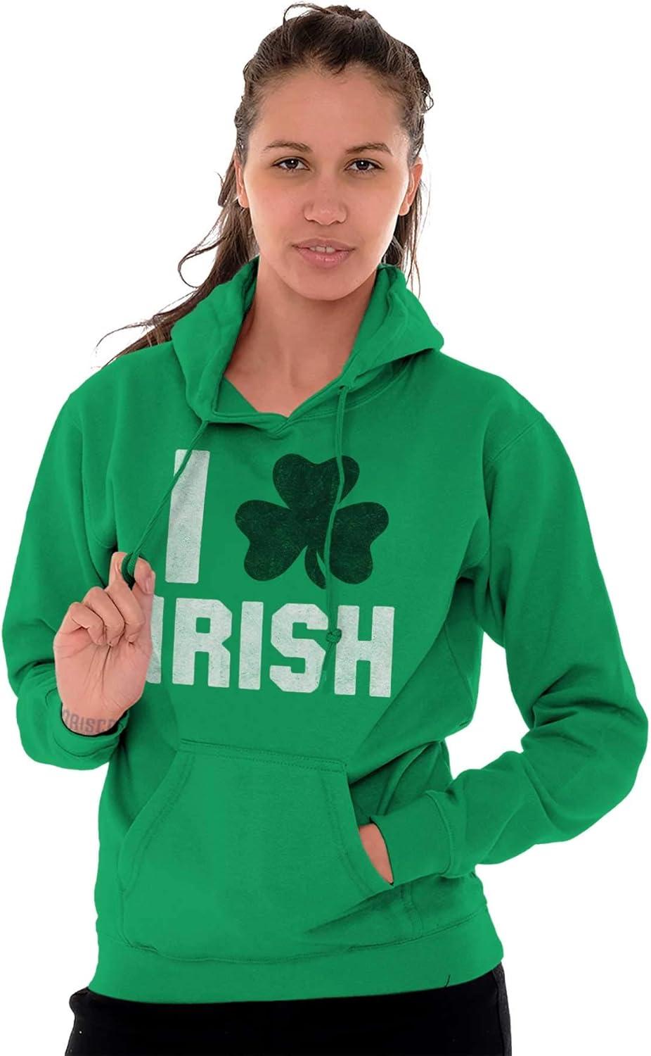 imageBrisco Brands St Patricks Day Irish Pride Shamrock Hoodie Sweatshirt Women MenIrish Green