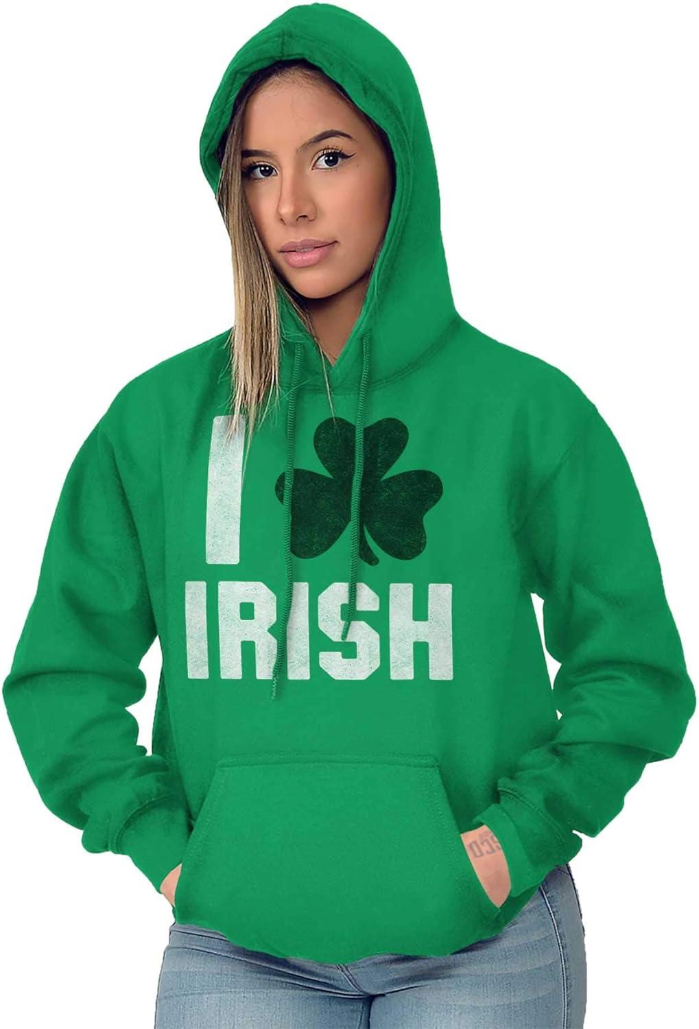 imageBrisco Brands St Patricks Day Irish Pride Shamrock Hoodie Sweatshirt Women MenIrish Green