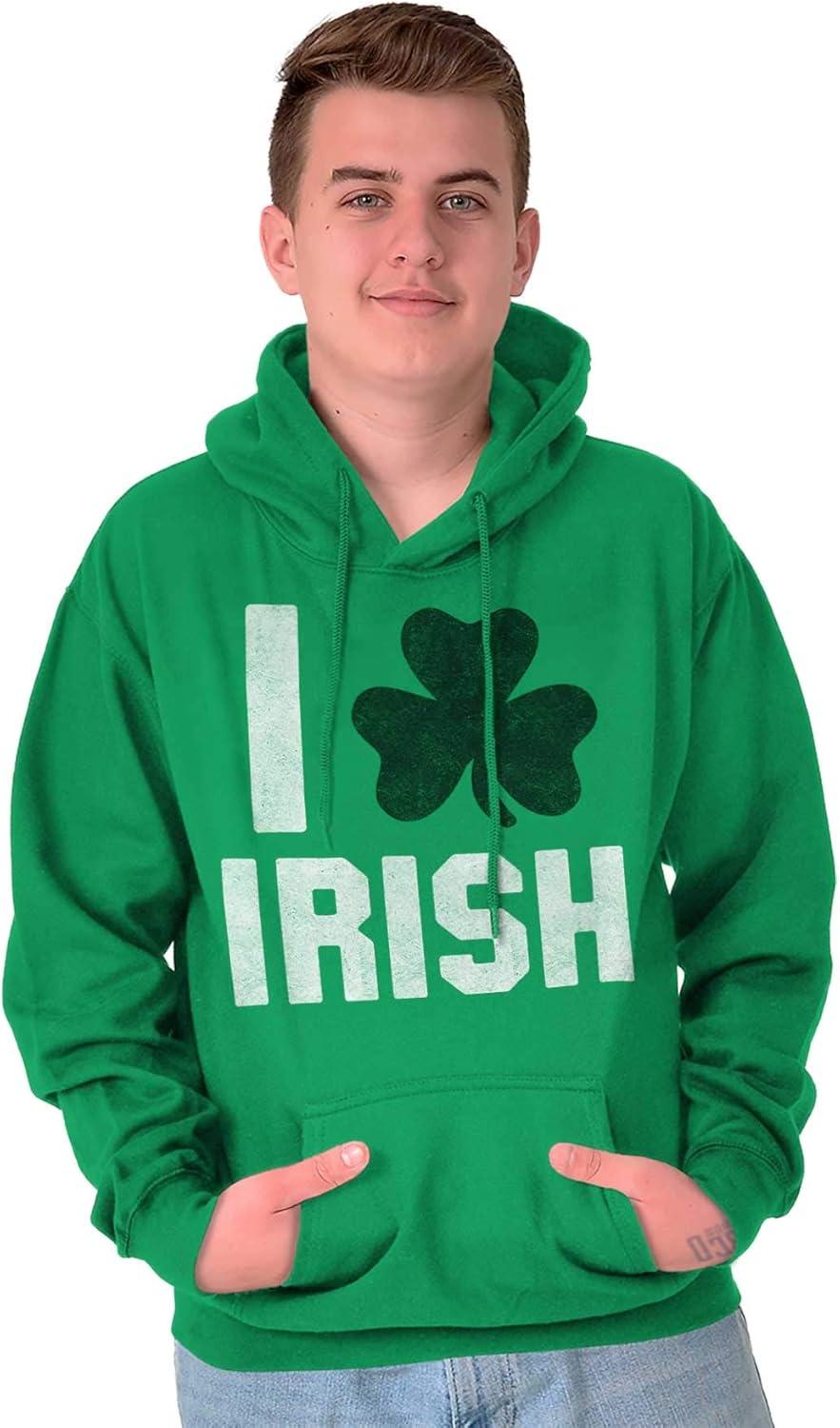 imageBrisco Brands St Patricks Day Irish Pride Shamrock Hoodie Sweatshirt Women MenIrish Green