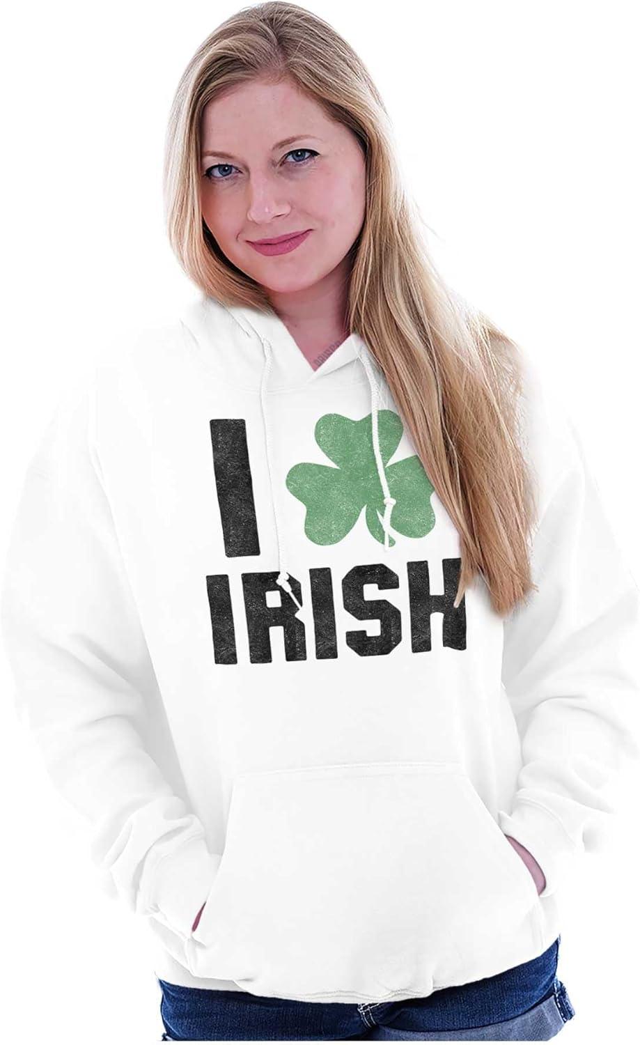 imageBrisco Brands St Patricks Day Irish Pride Shamrock Hoodie Sweatshirt Women MenWhite