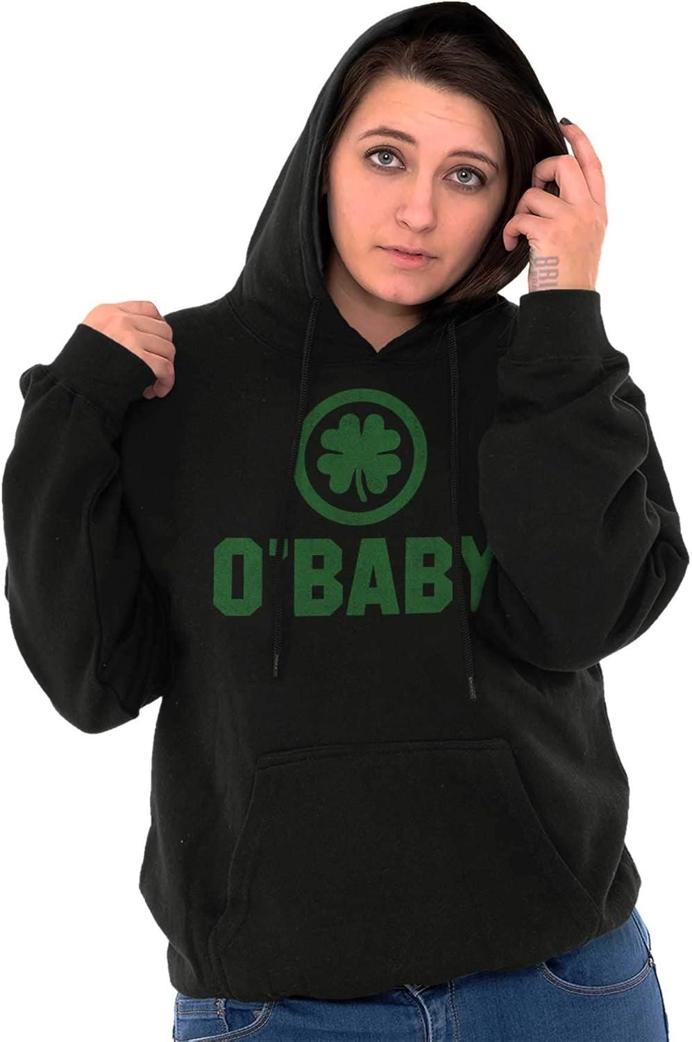 imageBrisco Brands St Patricks Day O Baby Shamrock Hoodie Sweatshirt Women MenBlack