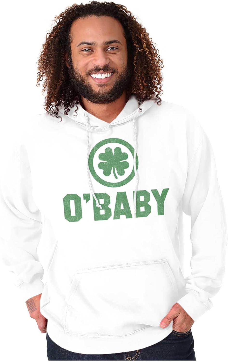 imageBrisco Brands St Patricks Day O Baby Shamrock Hoodie Sweatshirt Women MenWhite