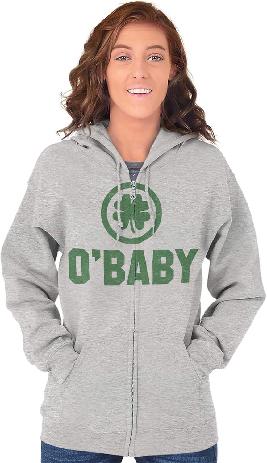 imageBrisco Brands St Patricks Day O Baby Shamrock Zip Up Hoodie Mens WomensSport Grey