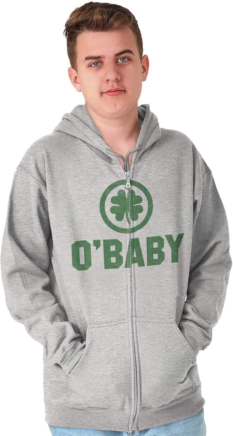 imageBrisco Brands St Patricks Day O Baby Shamrock Zip Up Hoodie Mens WomensSport Grey