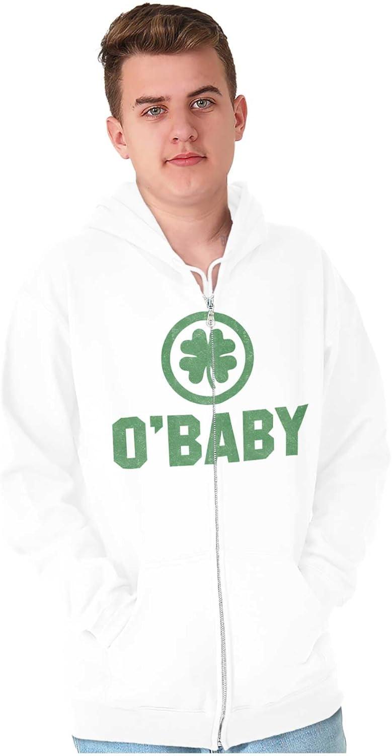 imageBrisco Brands St Patricks Day O Baby Shamrock Zip Up Hoodie Mens WomensWhite