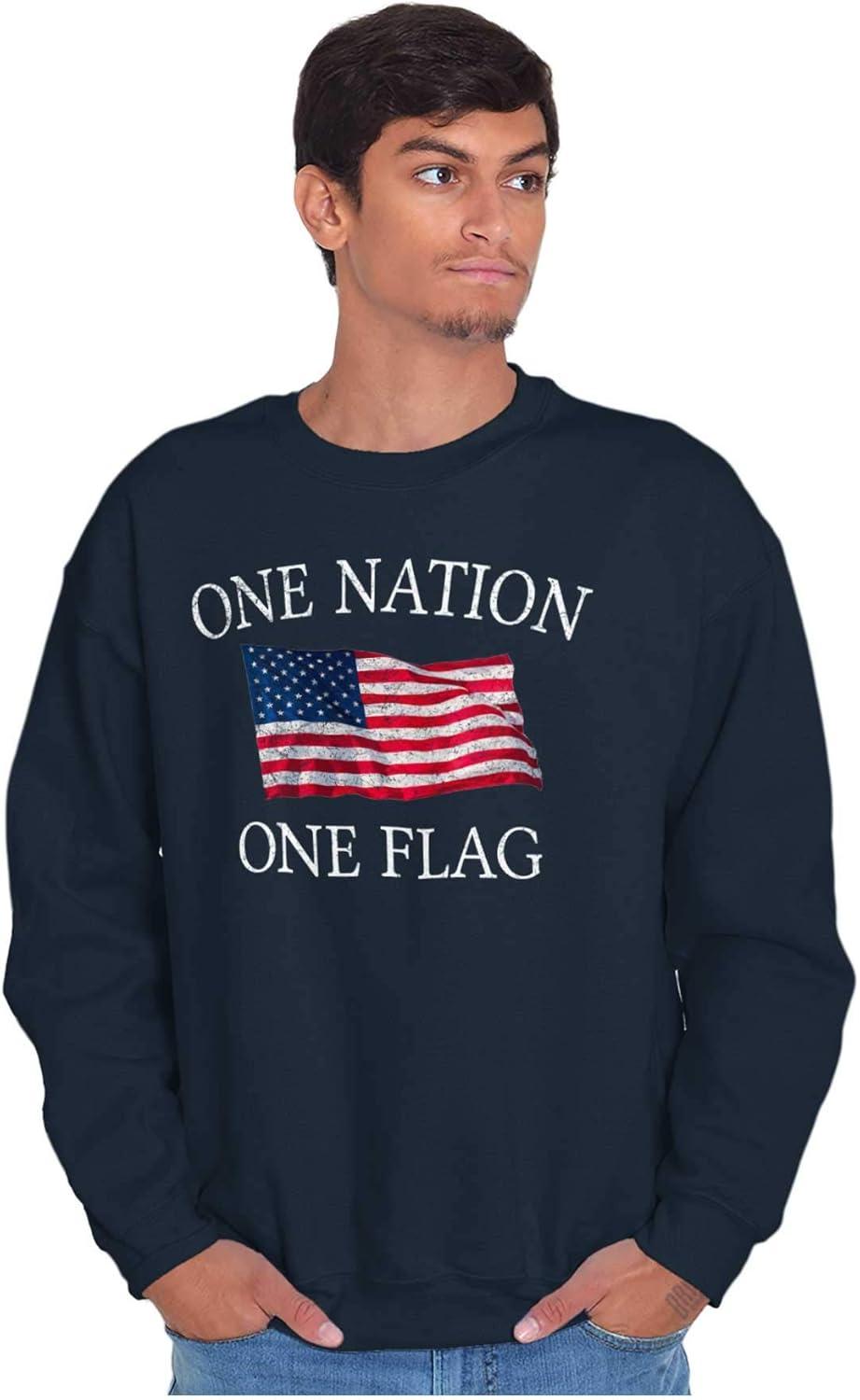 imageClassic Teaze One Nation Distressed Flag USA Pride Sweatshirt for Men or WomenNavy