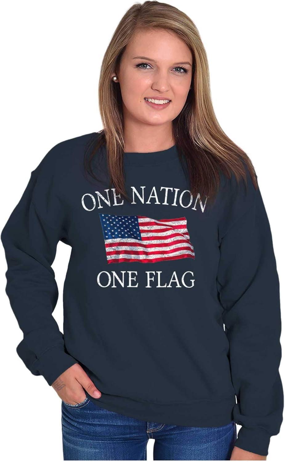 imageClassic Teaze One Nation Distressed Flag USA Pride Sweatshirt for Men or WomenNavy