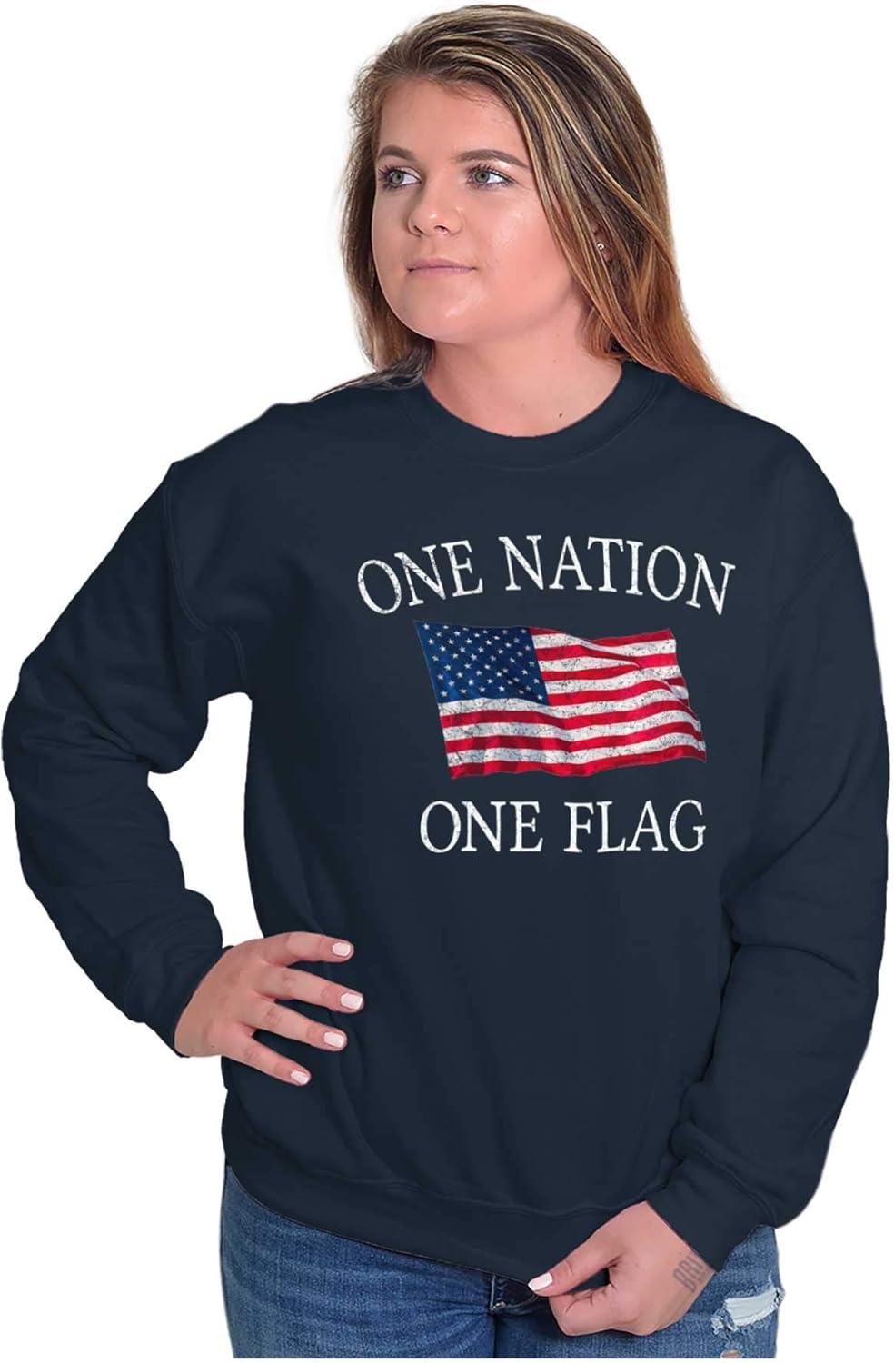 imageClassic Teaze One Nation Distressed Flag USA Pride Sweatshirt for Men or WomenNavy