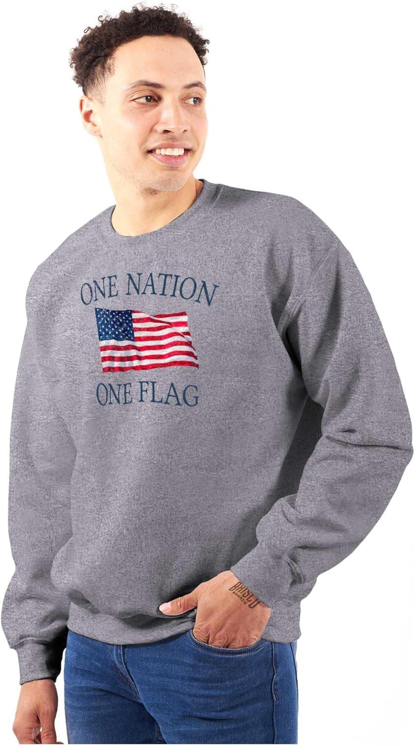 imageClassic Teaze One Nation Distressed Flag USA Pride Sweatshirt for Men or WomenSport Grey