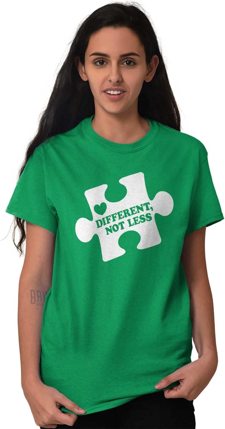 imageDifferent Not Less Autism Puzzle Graphic T Shirt Men or WomenIrish Green