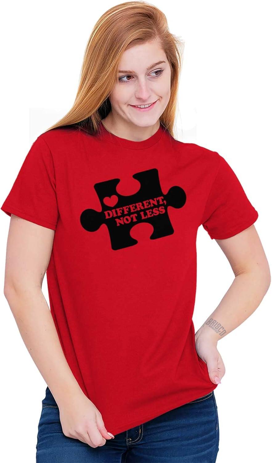 imageDifferent Not Less Autism Puzzle Graphic T Shirt Men or WomenRed