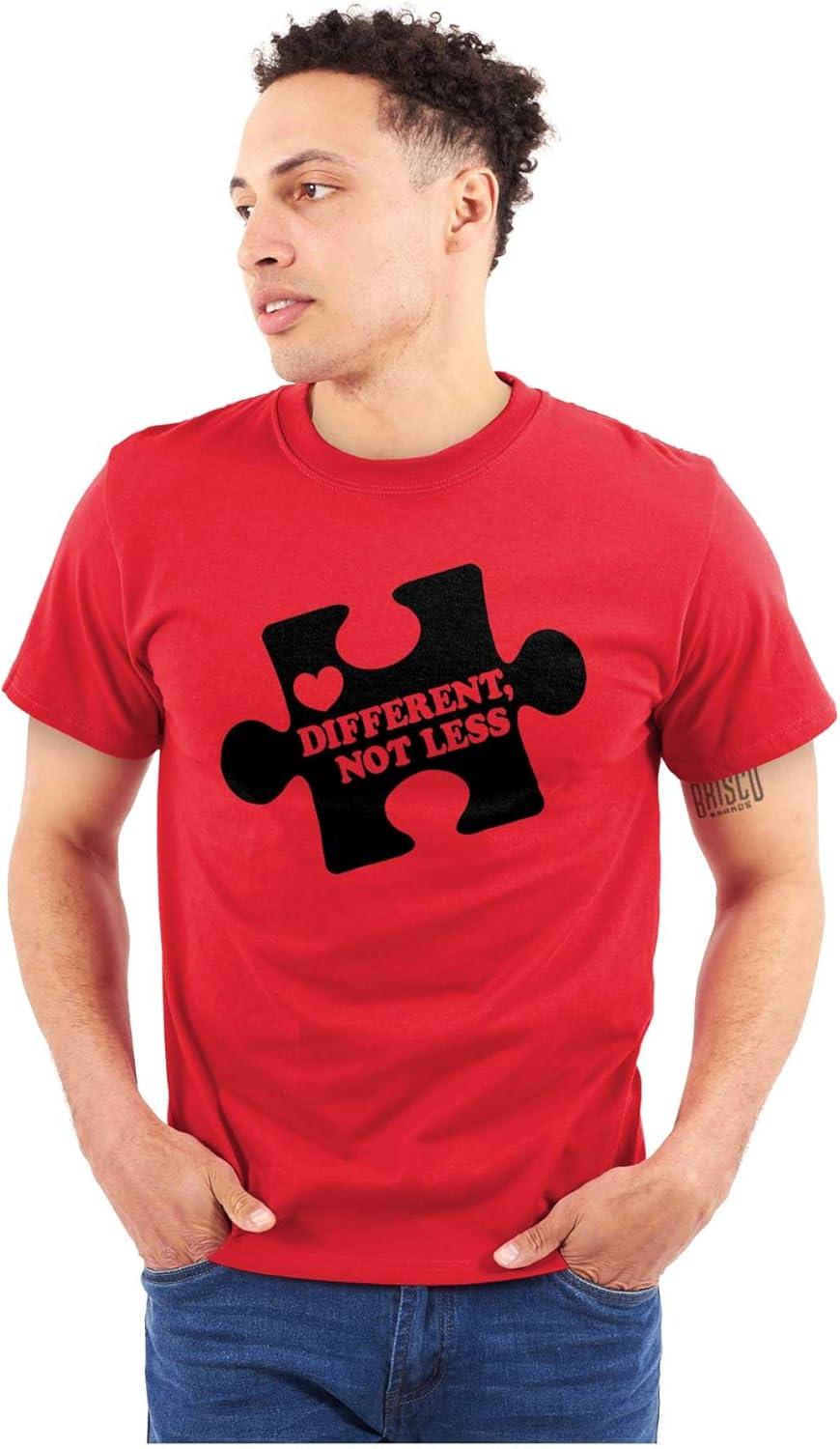 imageDifferent Not Less Autism Puzzle Graphic T Shirt Men or WomenRed