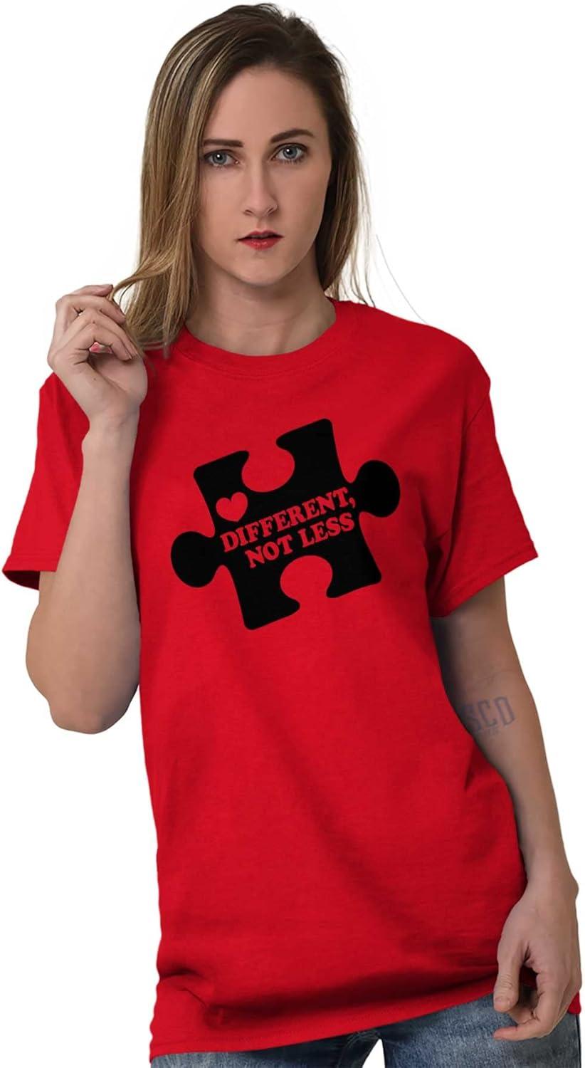 imageDifferent Not Less Autism Puzzle Graphic T Shirt Men or WomenRed