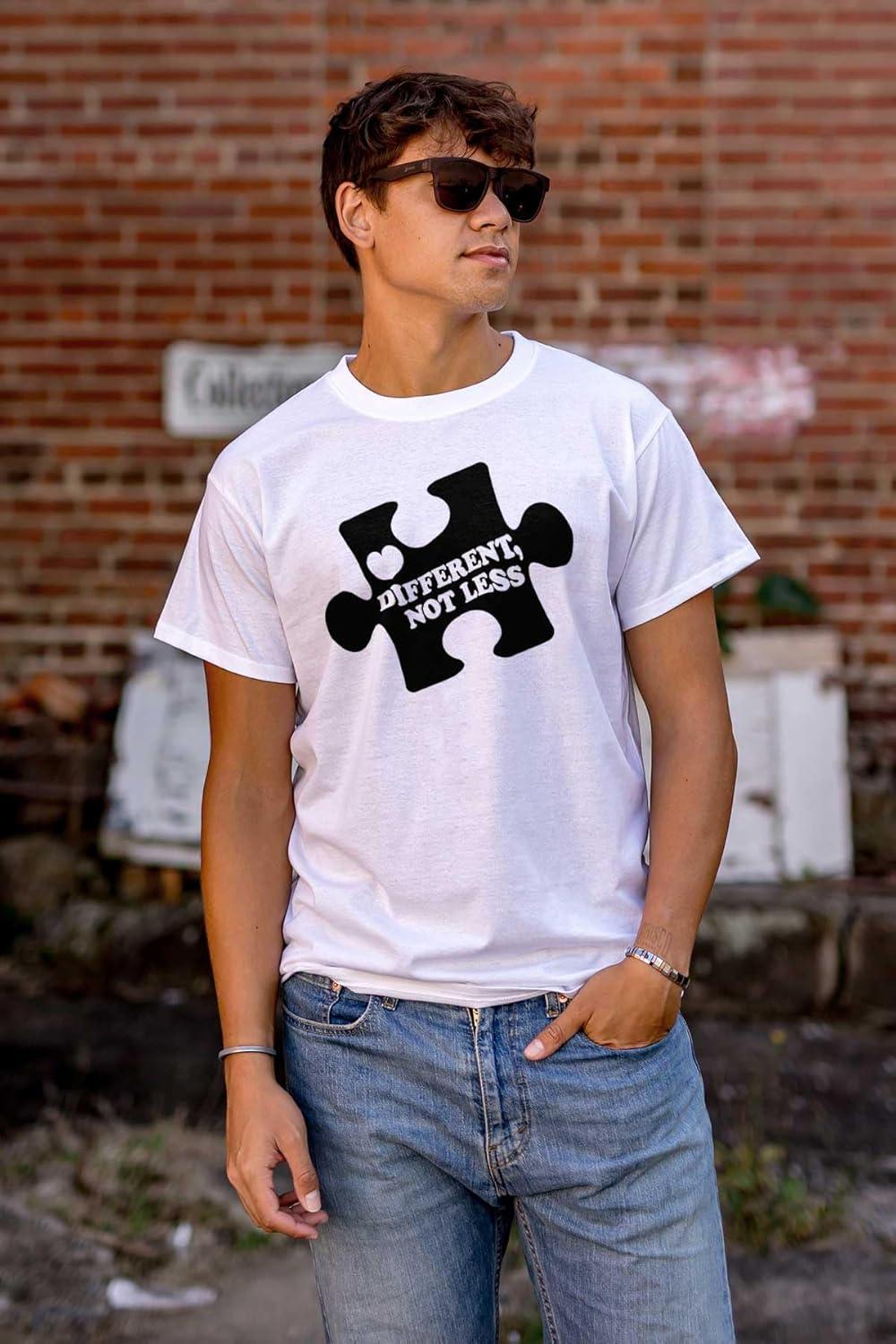 imageDifferent Not Less Autism Puzzle Graphic T Shirt Men or WomenWhite
