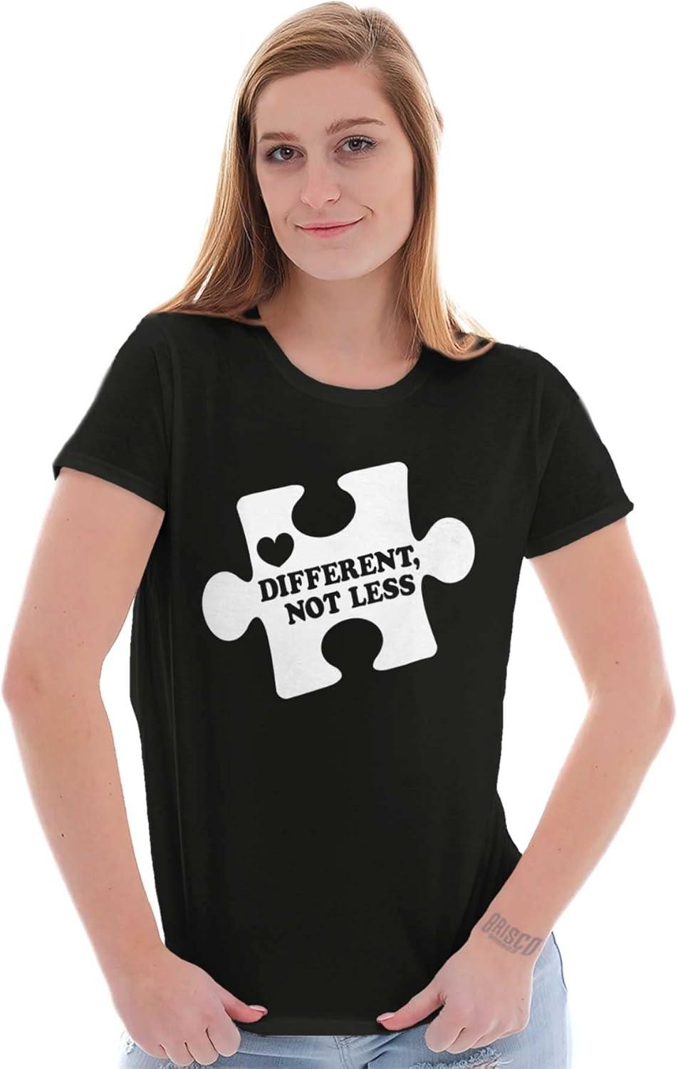 imageDifferent Not Less Autism Puzzle Womens Slim Fit Graphic TeeBlack