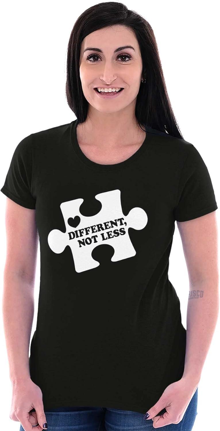 imageDifferent Not Less Autism Puzzle Womens Slim Fit Graphic TeeBlack