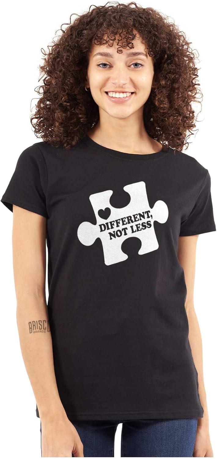 imageDifferent Not Less Autism Puzzle Womens Slim Fit Graphic TeeBlack