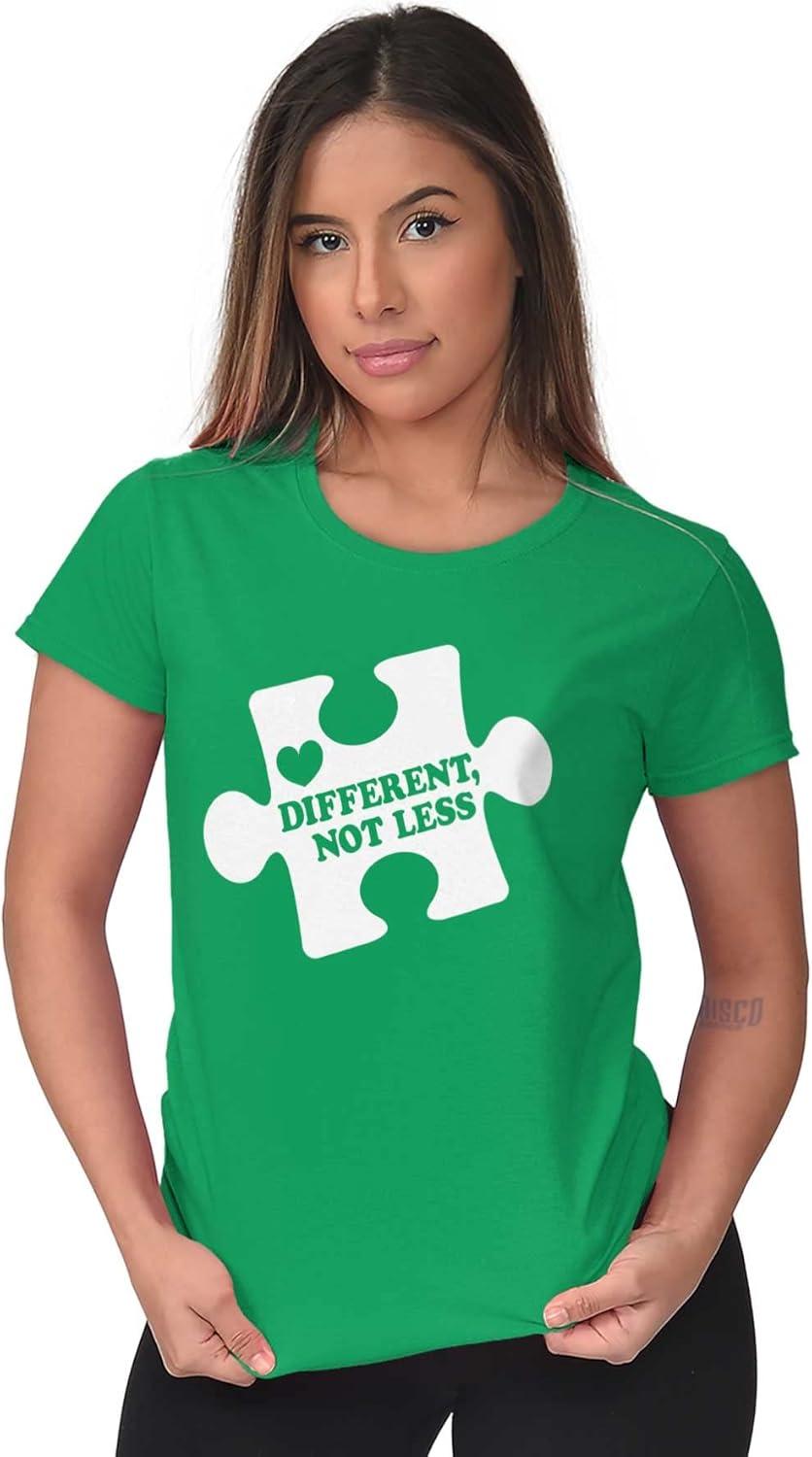 imageDifferent Not Less Autism Puzzle Womens Slim Fit Graphic TeeIrish Green
