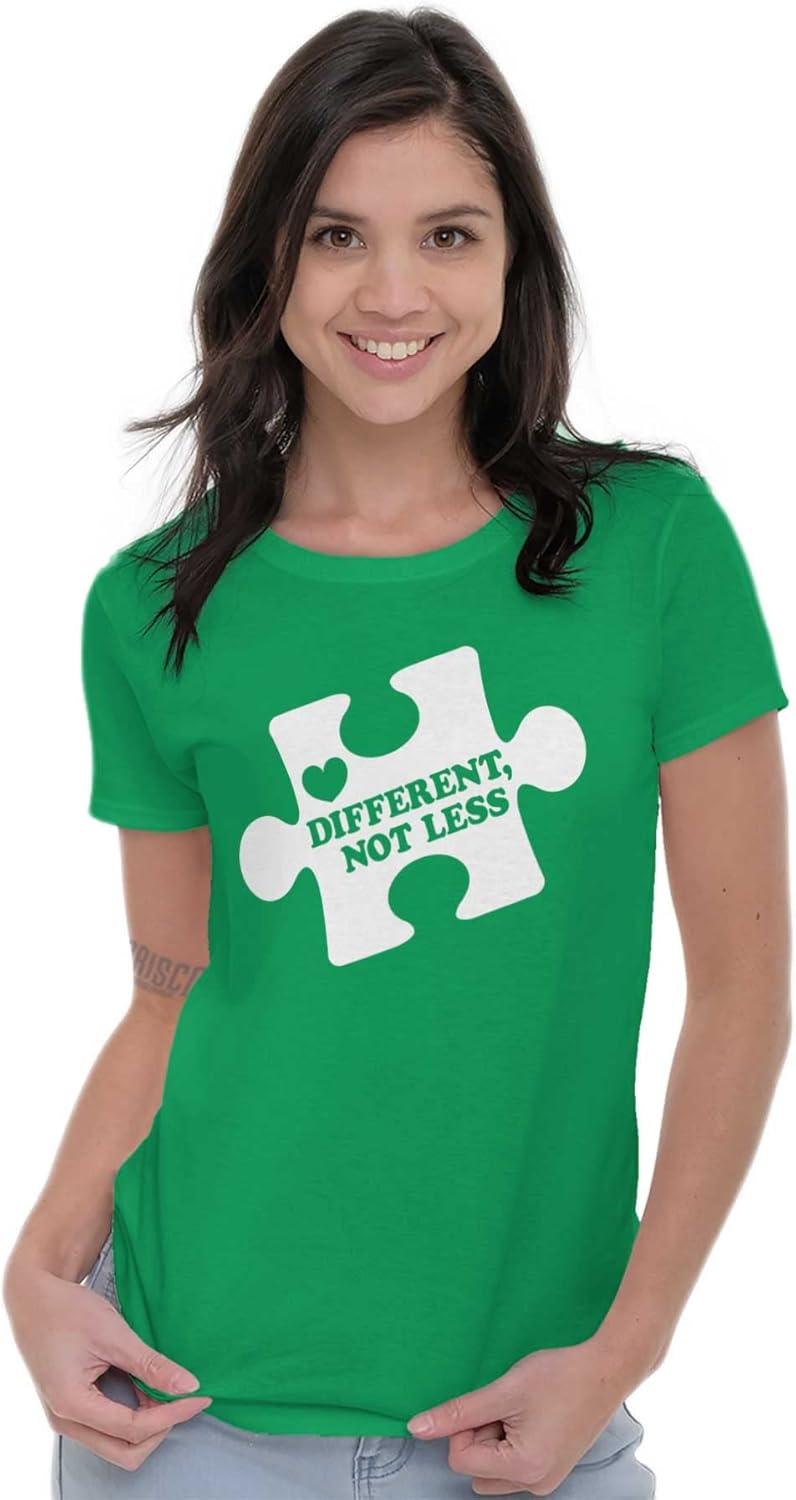 imageDifferent Not Less Autism Puzzle Womens Slim Fit Graphic TeeIrish Green