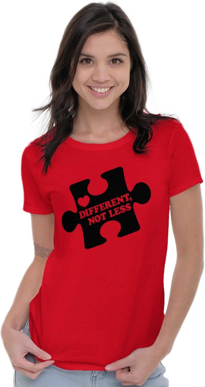 imageDifferent Not Less Autism Puzzle Womens Slim Fit Graphic TeeRed