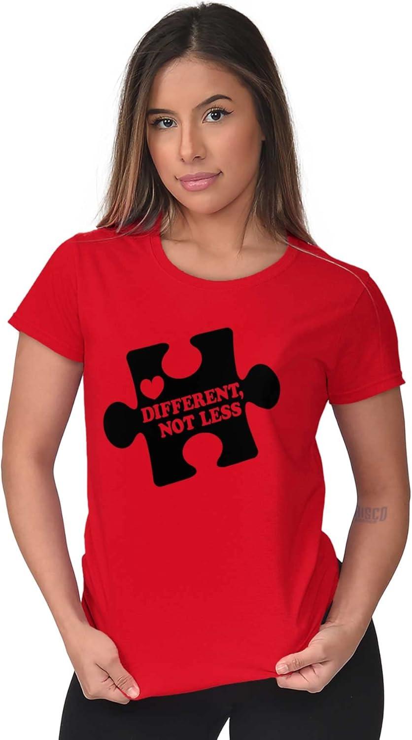 imageDifferent Not Less Autism Puzzle Womens Slim Fit Graphic TeeRed