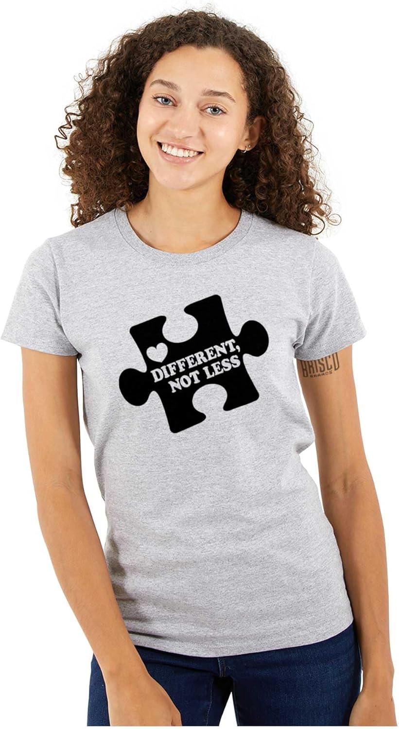 imageDifferent Not Less Autism Puzzle Womens Slim Fit Graphic TeeSport Grey
