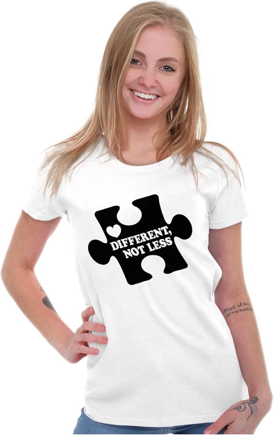 imageDifferent Not Less Autism Puzzle Womens Slim Fit Graphic TeeWhite