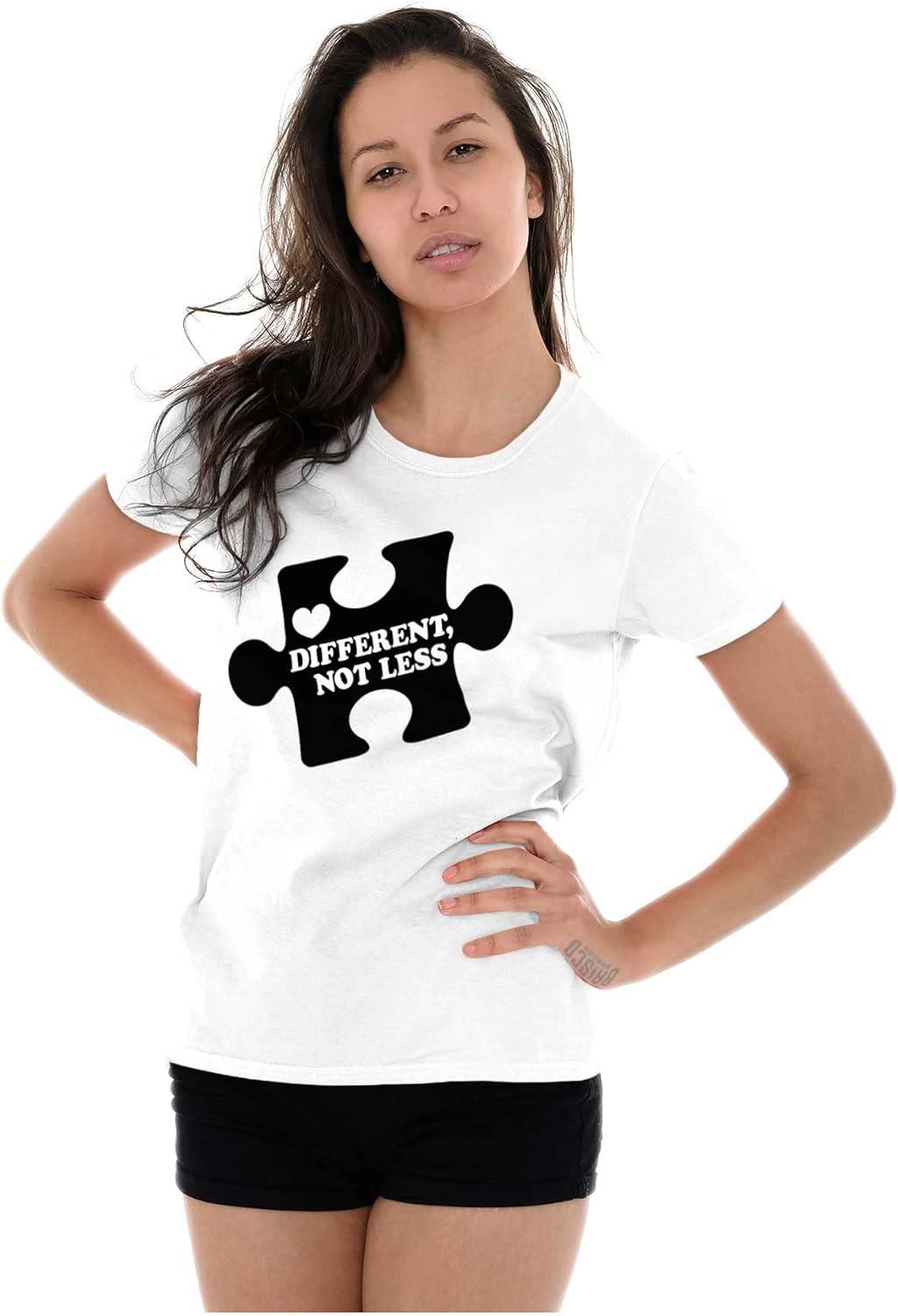 imageDifferent Not Less Autism Puzzle Womens Slim Fit Graphic TeeWhite