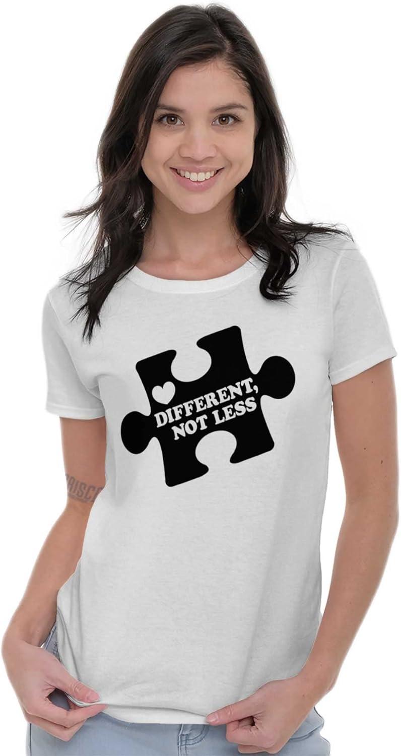 imageDifferent Not Less Autism Puzzle Womens Slim Fit Graphic TeeWhite