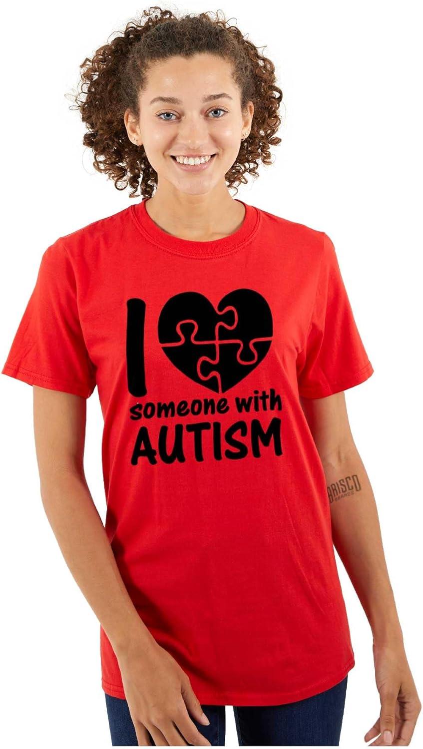 imageI Love Someone with Autism Puzzle Graphic T Shirt Men or WomenRed