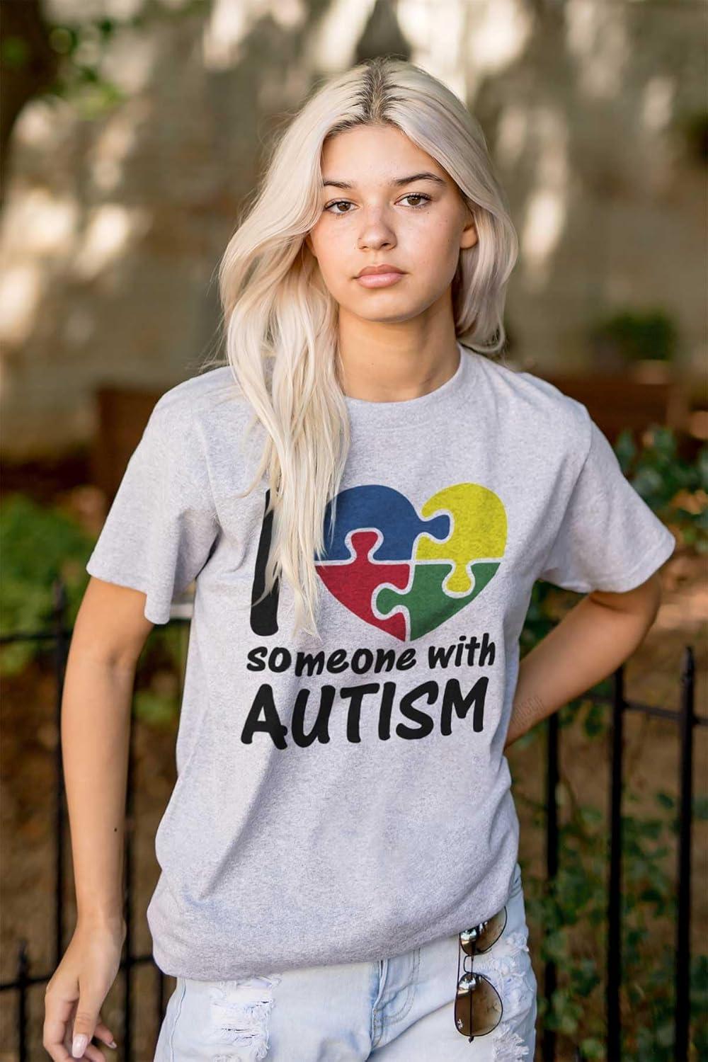 imageI Love Someone with Autism Puzzle Graphic T Shirt Men or WomenSport Grey