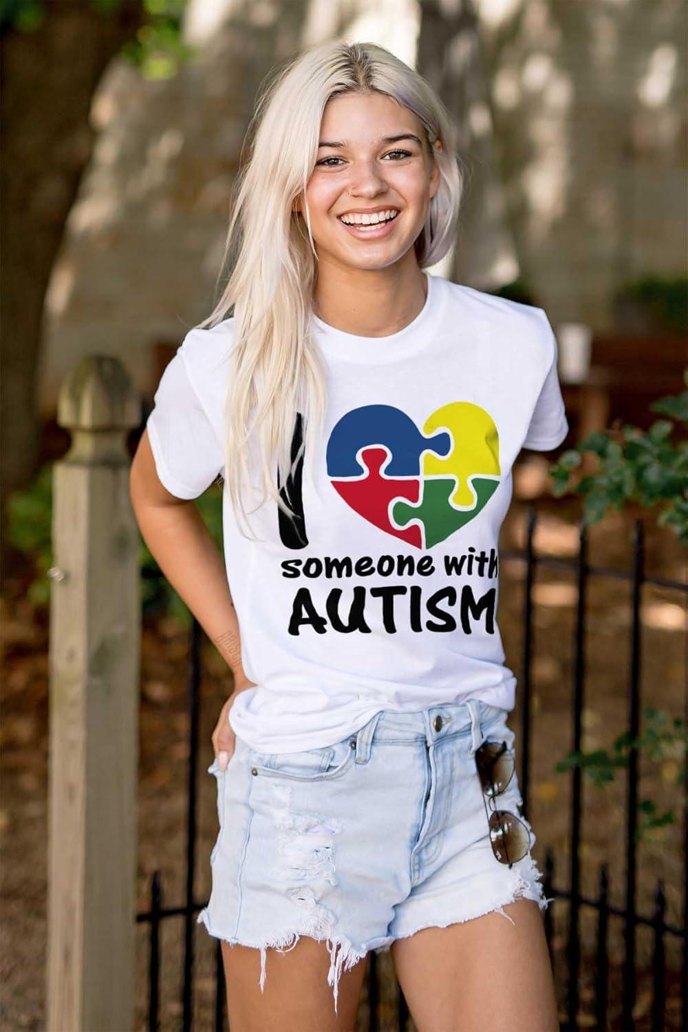 imageI Love Someone with Autism Puzzle Graphic T Shirt Men or WomenWhite