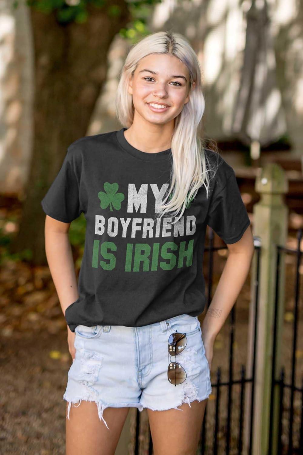 imageSt Patricks Day Irish Boyfriend Womens Graphic T Shirt TeesBlack