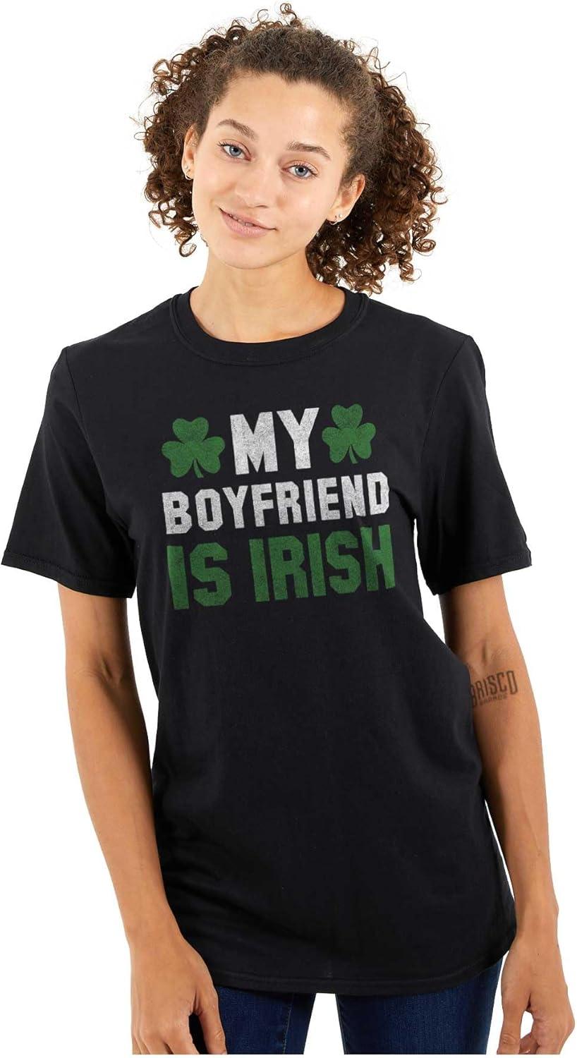 imageSt Patricks Day Irish Boyfriend Womens Graphic T Shirt TeesBlack