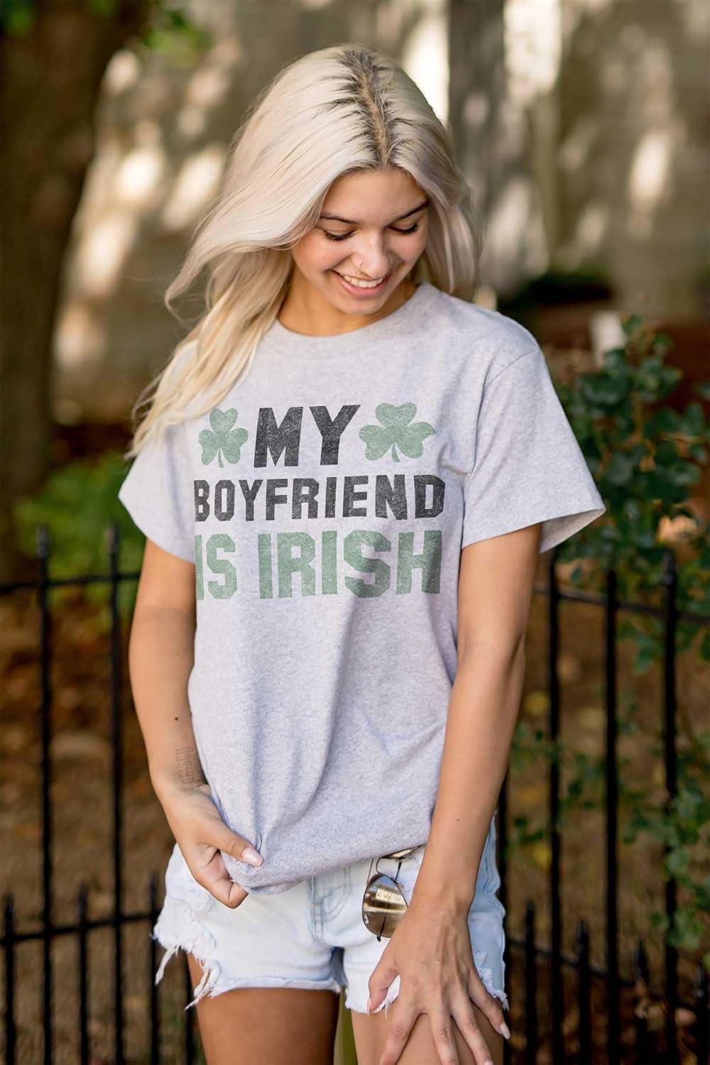 imageSt Patricks Day Irish Boyfriend Womens Graphic T Shirt TeesSport Grey