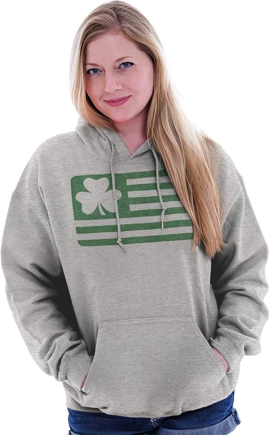 imageSt Patricks Day IrishAmerican Pride Hoodie Sweatshirt Women MenSport Grey