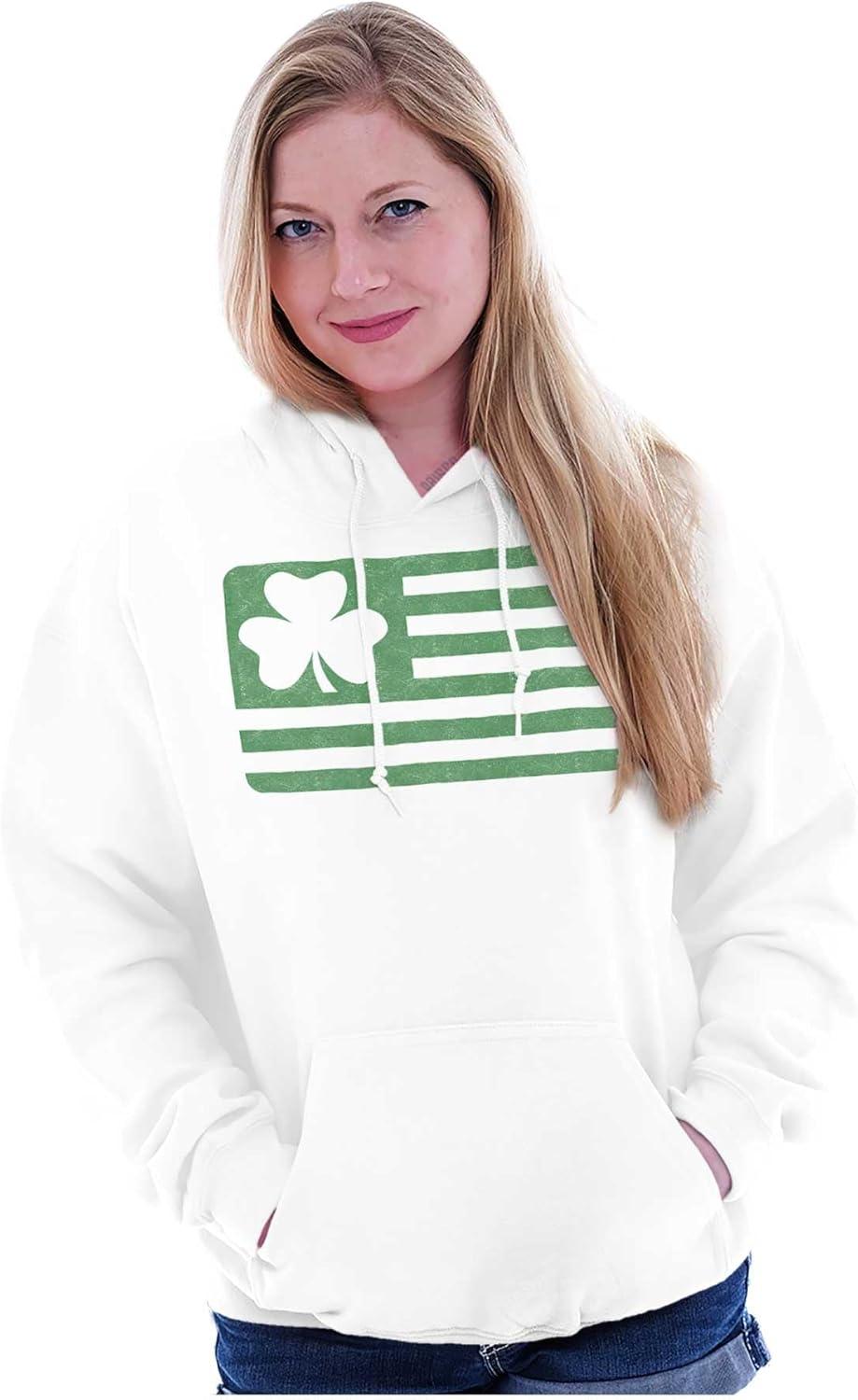 imageSt Patricks Day IrishAmerican Pride Hoodie Sweatshirt Women MenWhite