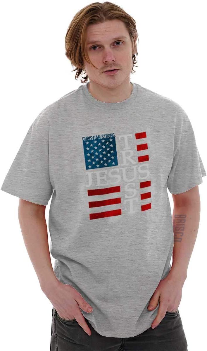 imageTrust Jesus USA American Flag Cross Graphic T Shirt Men or WomenSport Grey