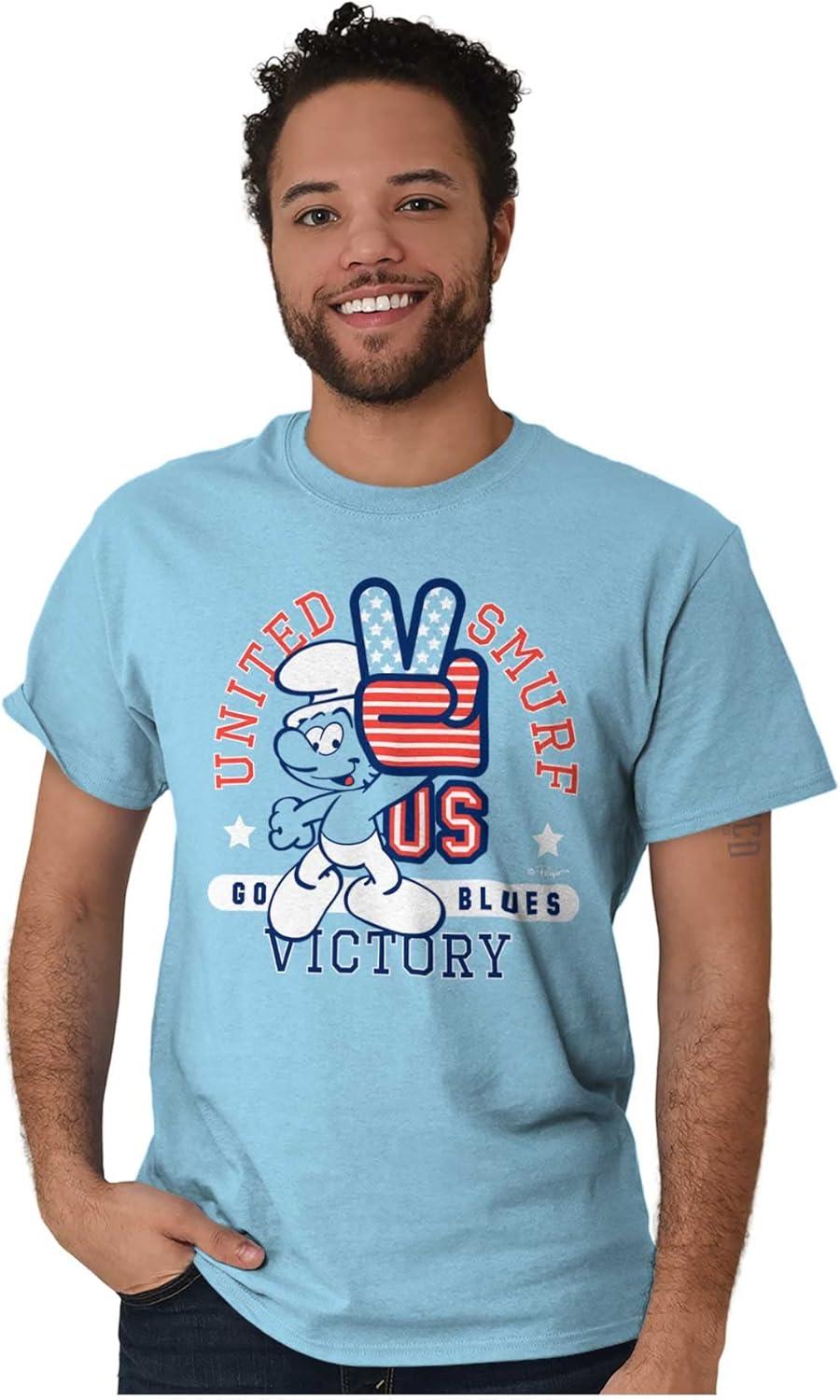 imageUnited Smurf Americana Varsity Graphic T Shirt Men or WomenSky