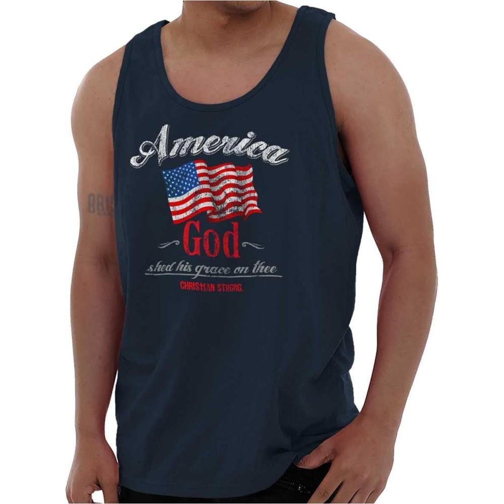 imageAmerica God Shed Grace On Thee Tank Top T Shirts Men WomenNavy