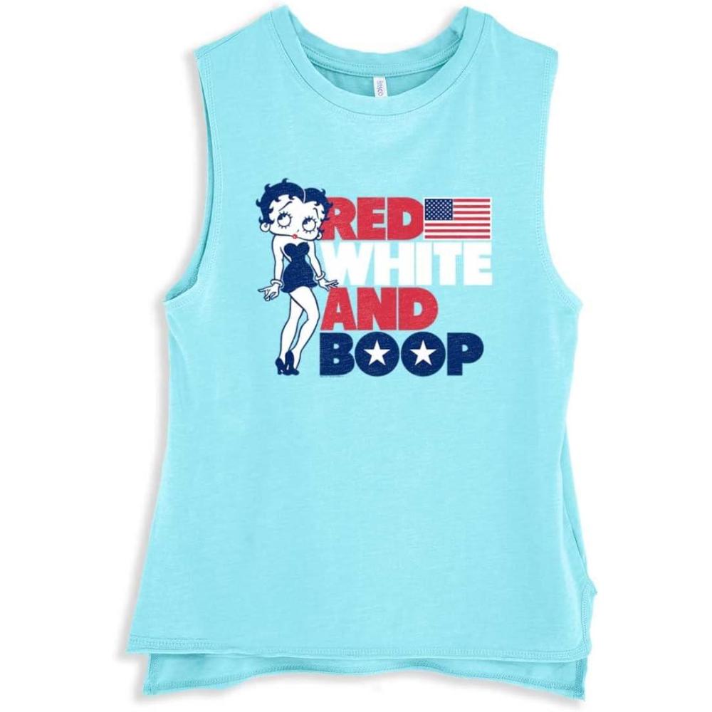 imageBetty Boop Red White Blue Patriotic Womens Sleeveless Tank TopAqua