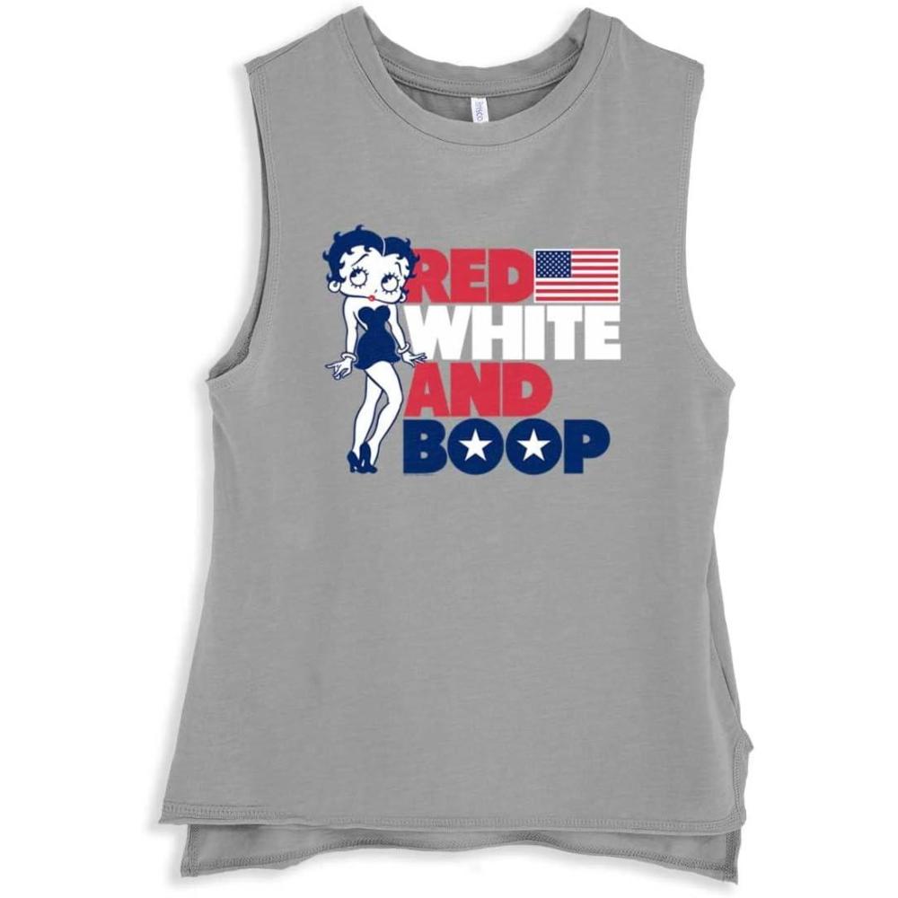 imageBetty Boop Red White Blue Patriotic Womens Sleeveless Tank TopGrey