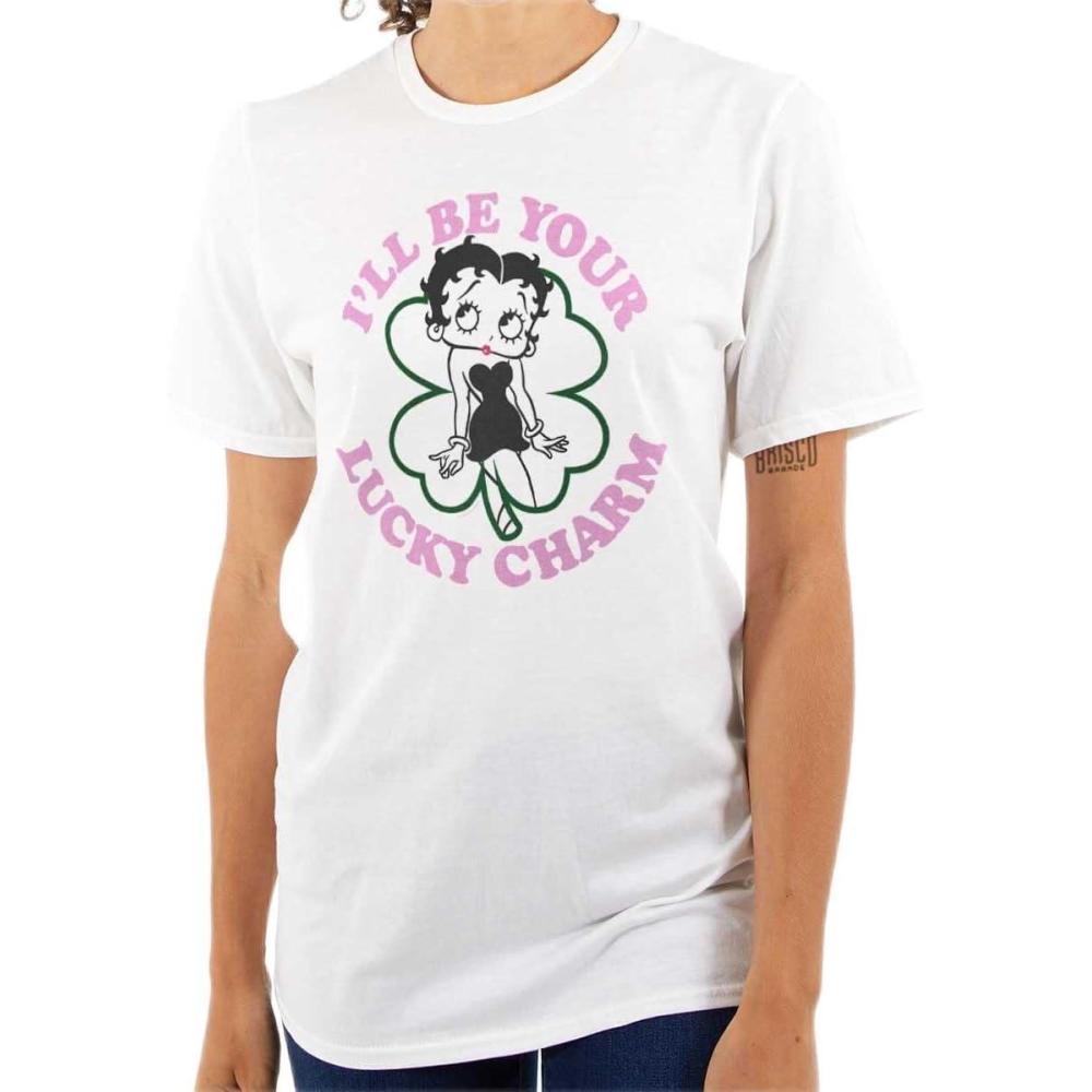 imageBetty Boop Saint Paddys Lucky Charm Graphic T Shirt Men or WomenWhite