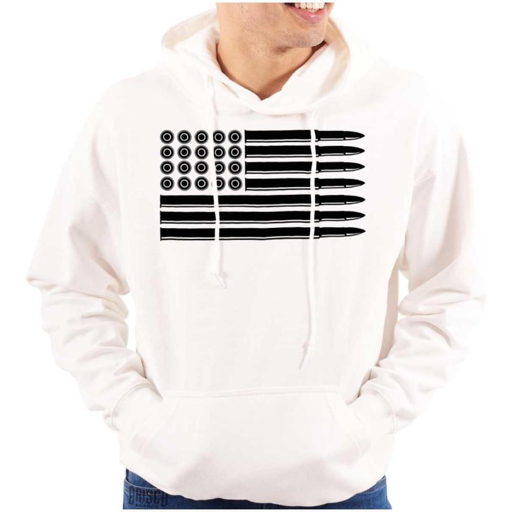 imageBrisco Brands Ammo Bullet 2nd Amendment Flag Hoodie Sweatshirt Women MenWhite  Black Flag