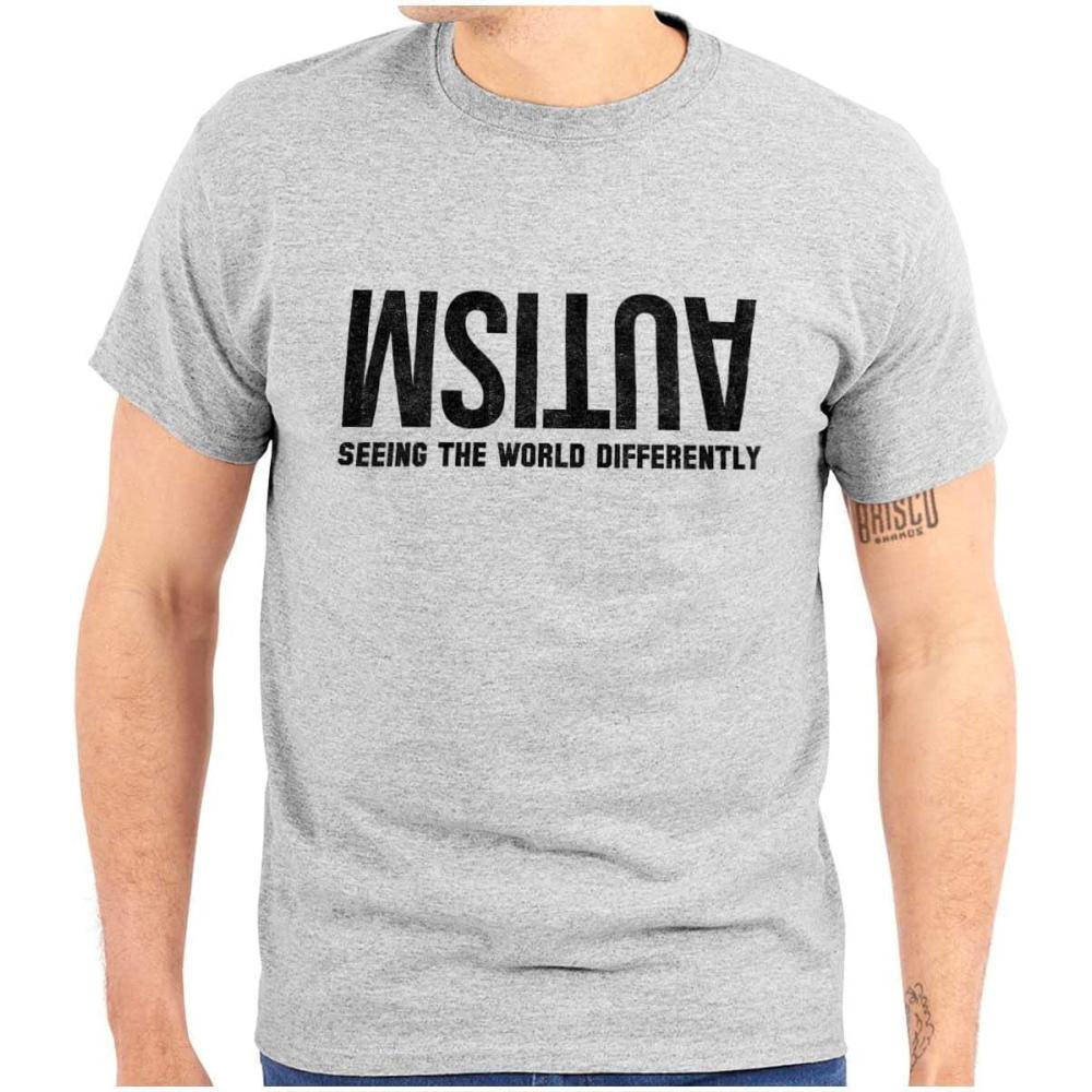 imageBrisco Brands Autism Seeing The World Differently Graphic T Shirt Men or WomenSport Grey