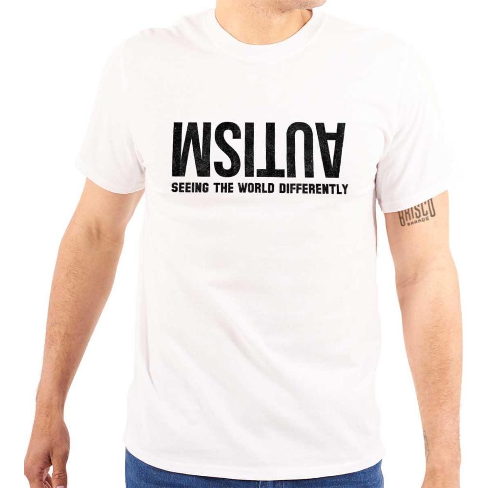 imageBrisco Brands Autism Seeing The World Differently Graphic T Shirt Men or WomenWhite