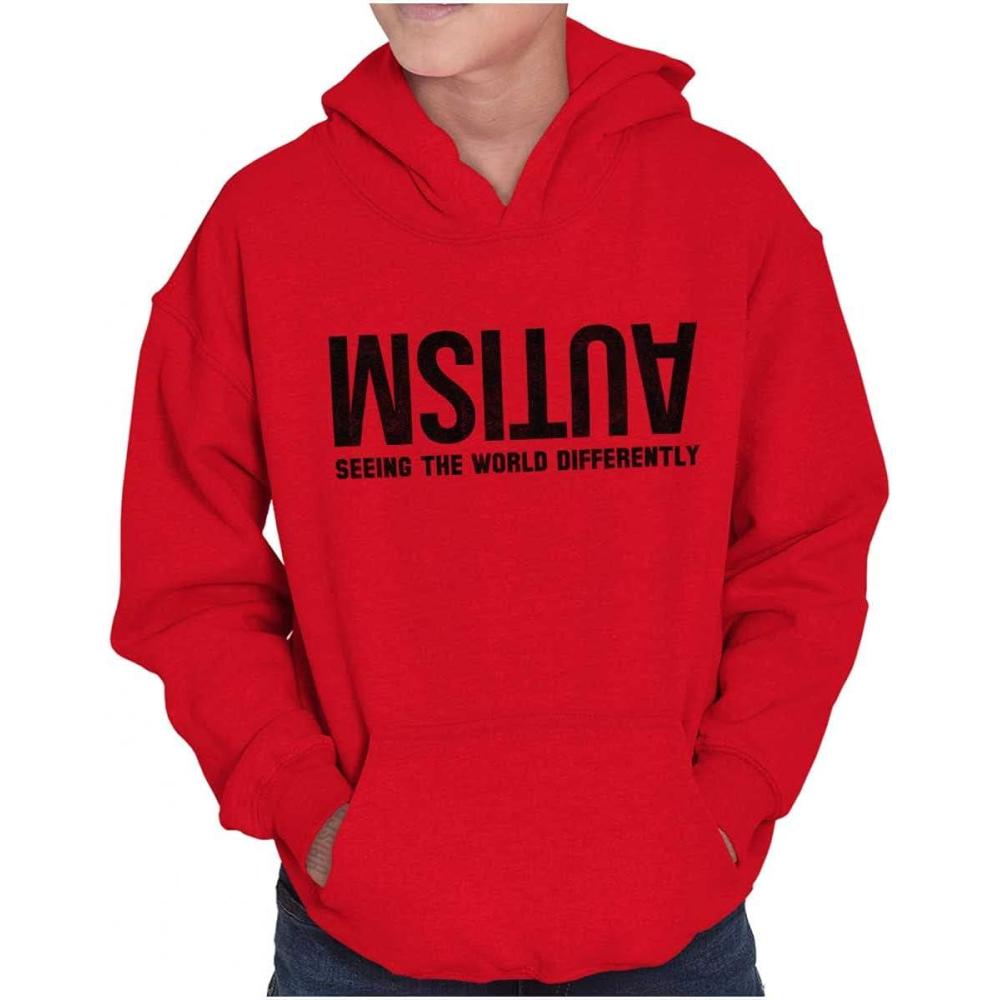 imageBrisco Brands Autism Seeing the World Differently Youth Hoodie Boy GirlRed